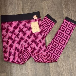 Classic Pink and Black Geometric Leggings